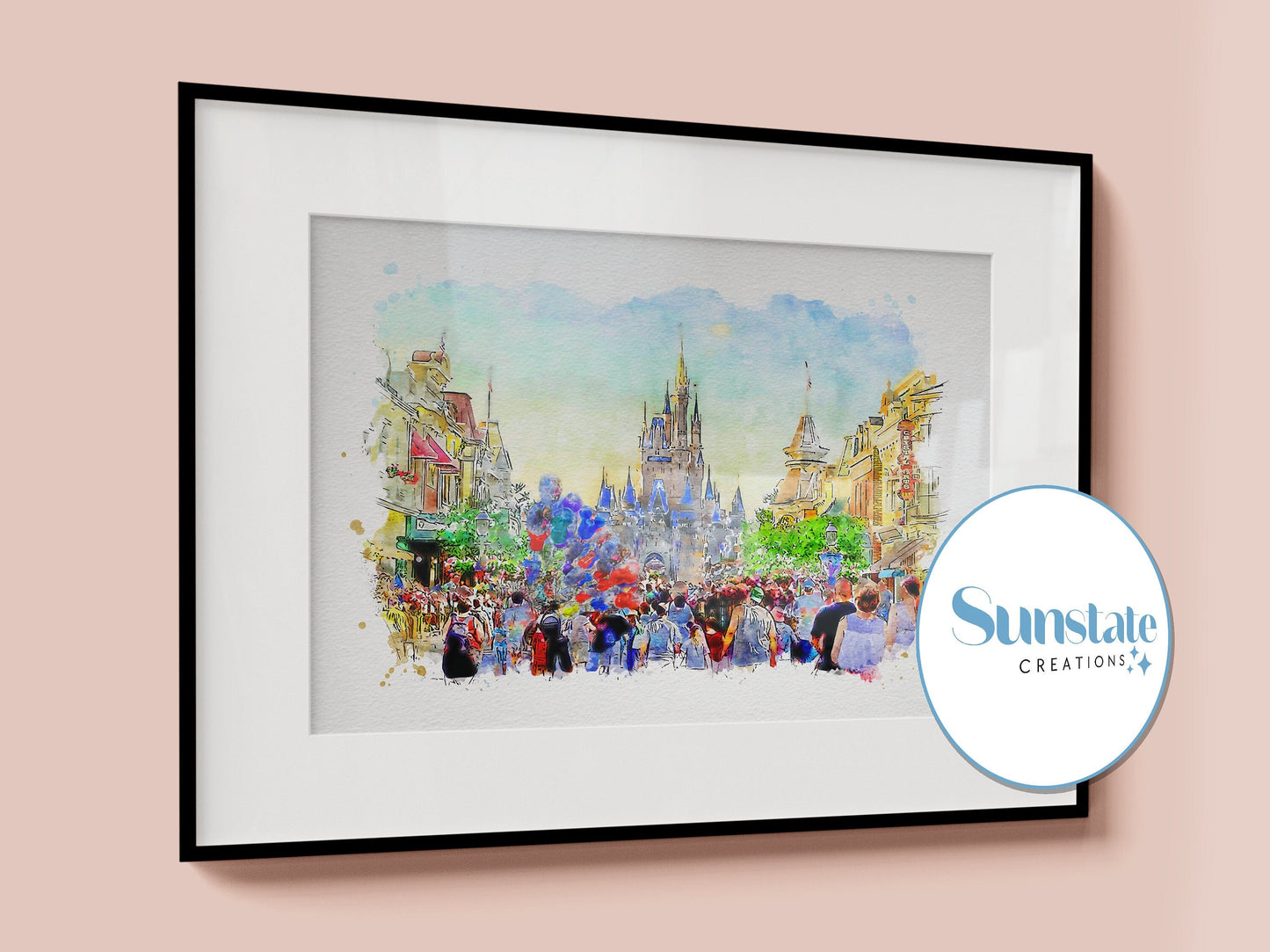 Main Street USA Watercolour Print, Disney Print, Disney Poster, Disney Watercolour Print, Magic Kingdom Print, Walt Disney World Prints