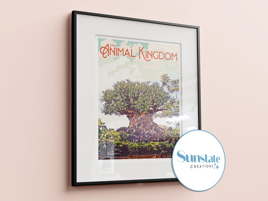 Animal Kingdom, Tree Of Life, Retro Walt Disney World Prints, Disney Prints, Retro Disney Poster