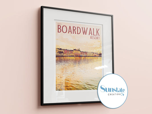 Boardwalk Resort Print, Retro Disney Poster, Walt Disney World Prints