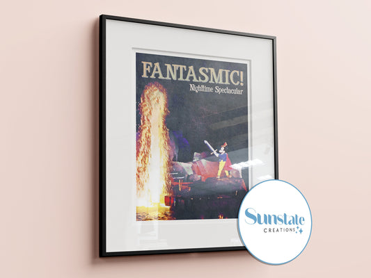 Fantasmic Retro Poster Print, Hollywood Studios, Nighttime Spectacular, Walt Disney World, Vintage Style Disney Prints