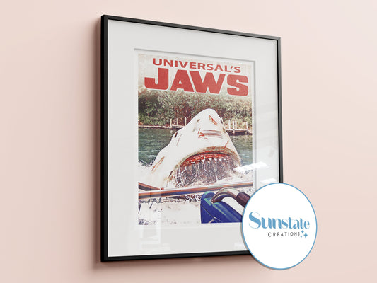 Jaws The Ride, Retro Poster, Universal Studios Retro Print, Universal Orlando Prints, A1, A2, A3, A4, A5