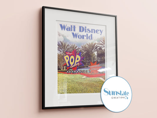 Pop Century Resort, Retro Disney Poster, Disney Prints, Walt Disney World Resort Prints, A1, A2, A3, A4, A5