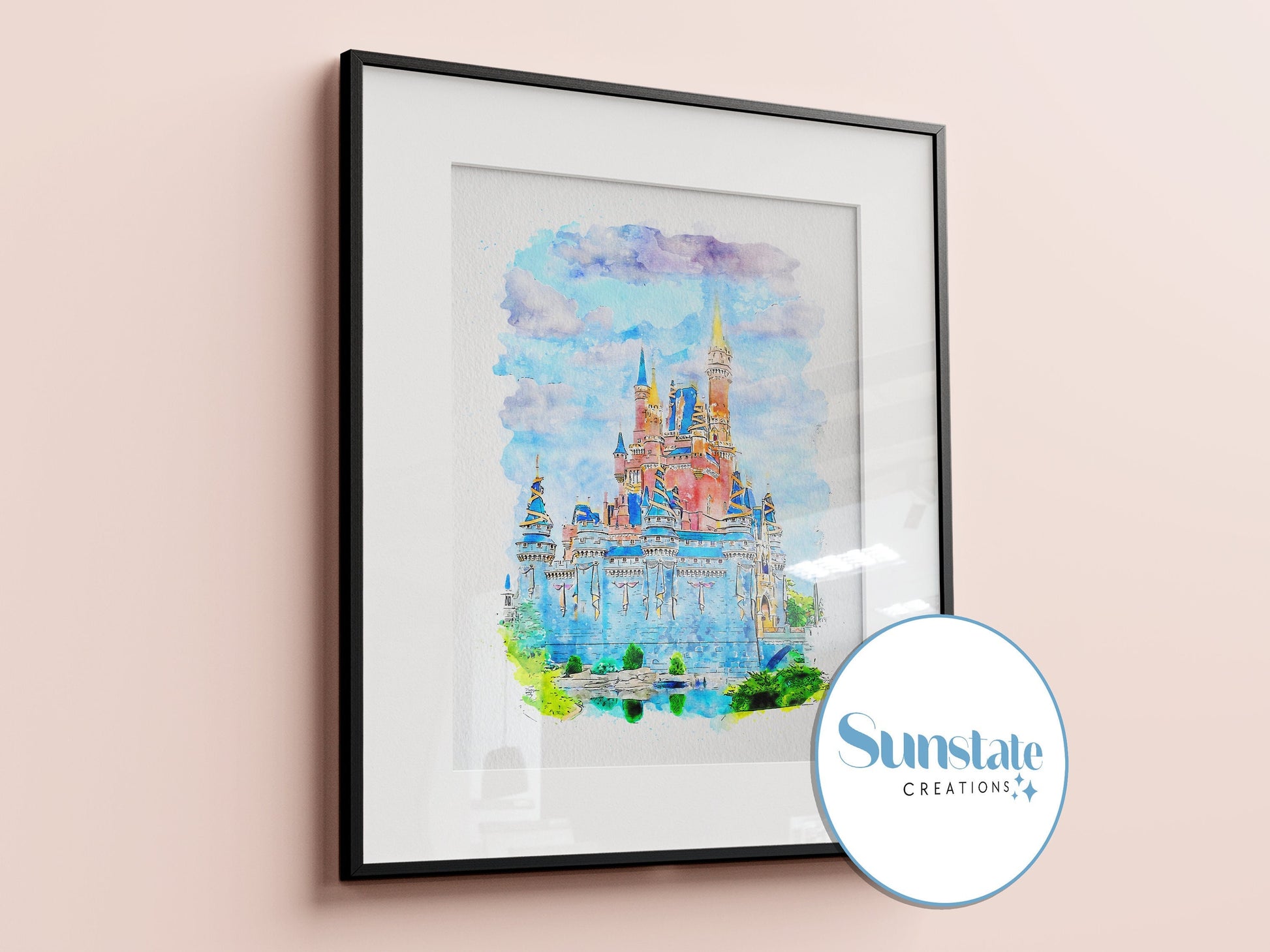 Cinderella Castle, Disney Watercolour Print, Disney Prints, 50th Anniversary